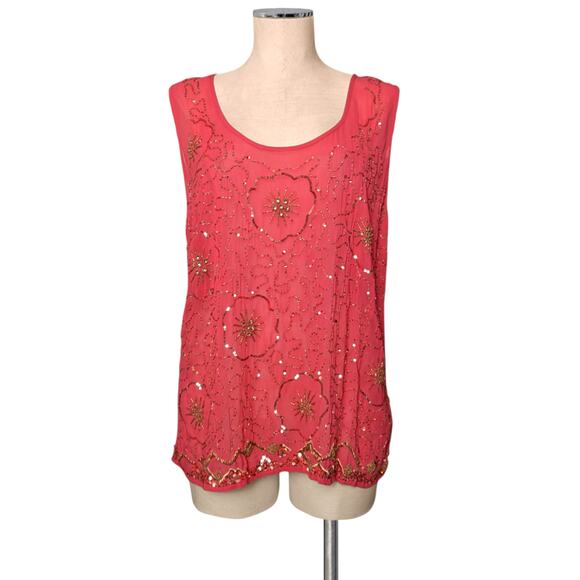 MOULINETTE SOEURS Anthropologie Beaded Sequin Blouse Top Tank 10 - Picture 1 of 1